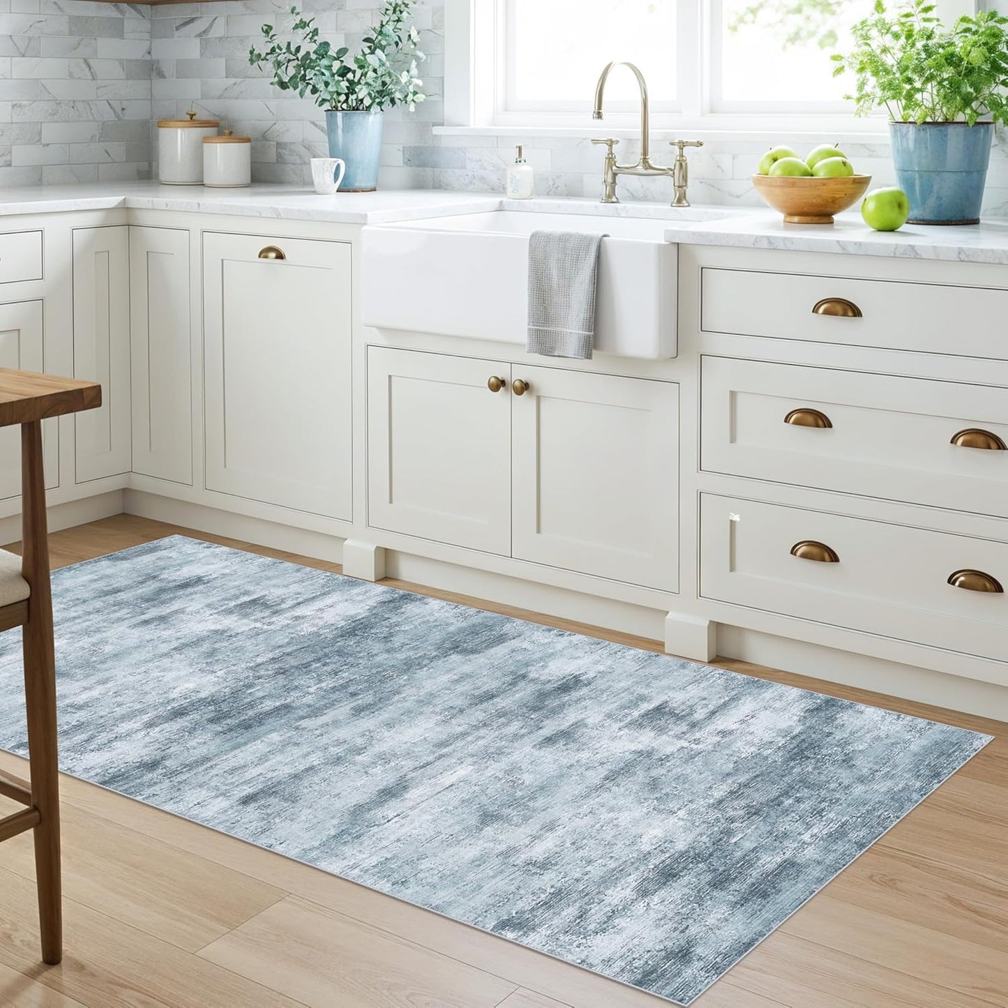 2x3 Washable Non-Slip Area Rug - Soft Low Pile Throw Rug for Kitchen Entryway Bedroom - Modern Indoor Door Mat with Rubber Backing (Beige Grey) - Colors B