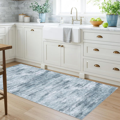 2x3 Washable Non-Slip Area Rug - Soft Low Pile Throw Rug for Kitchen Entryway Bedroom - Modern Indoor Door Mat with Rubber Backing (Beige Grey) - Colors B