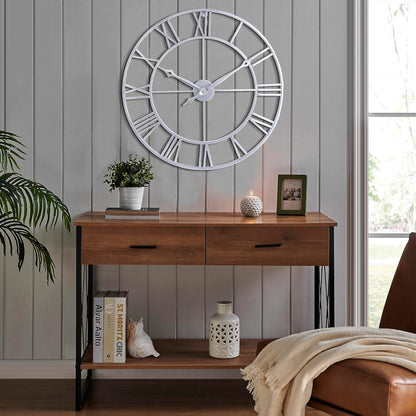 CLXEAST 30 Inch Large Wall Clock Modern, Oversized Roman Numeral Decorative Black Metal Wall Clock for Living Room Decor,House Warming Gifts New Home