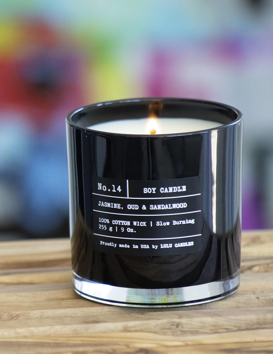 Lulu Candles | Jasmine, Oud & Sandalwood | Luxury Scented Soy Jar Candle | Hand Poured in The USA | Highly Scented & Long Lasting (9 Oz.)