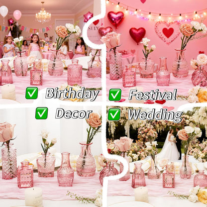 Clear Glass Bud Vase Set of 12 Pcs,Small Bud Vases in Bulk,Glass Crystal Flower Vases Table Centerpieces for Party Event Wedding Decor Baby Shower Decorations (Clear, 12 Pcs)