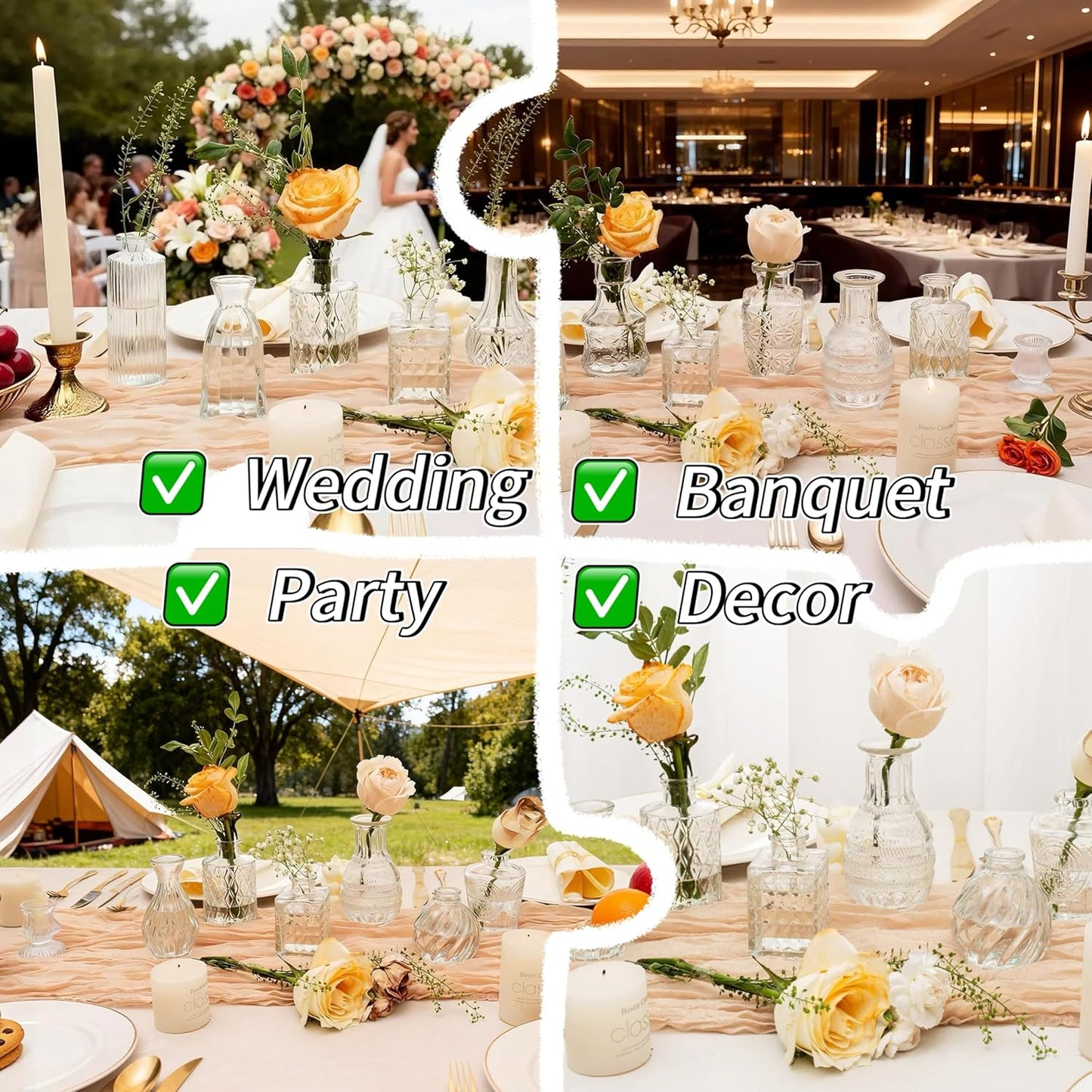 Clear Glass Bud Vase Set of 12 Pcs,Small Bud Vases in Bulk,Glass Crystal Flower Vases Table Centerpieces for Party Event Wedding Decor Baby Shower Decorations (Clear, 12 Pcs)