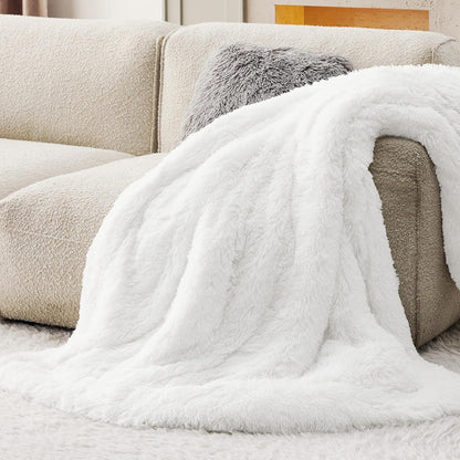 Bedsure GentleSoft Fluffy Fuzzy Faux Fur Throw Blanket for Couch, Soft Sherpa Fleece Cozy Gifts for Women, Plush Bed Blanket Room Decor for Men, Thick Warm Minky Teen Gifts Winter Bedding