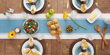 DII Dobby Stripe Woven Table Runner, 13x72-inch, French Blue