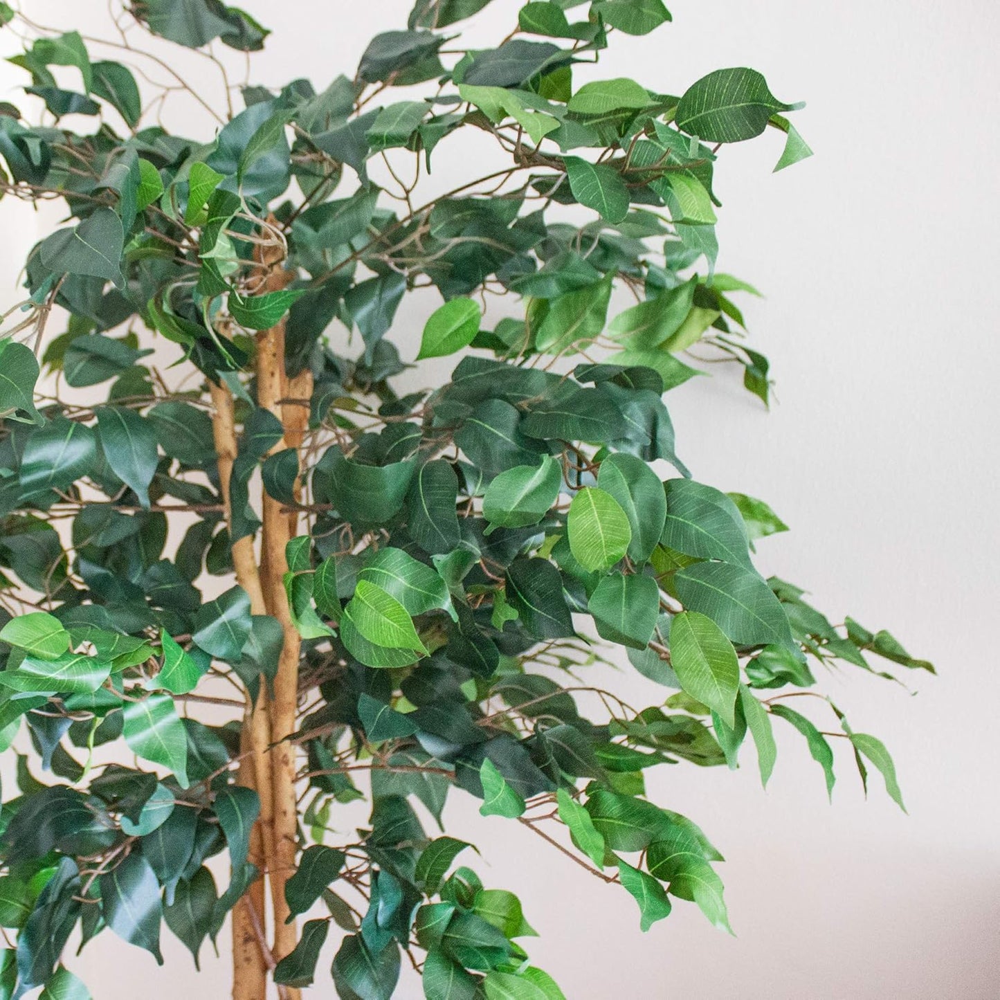 Nearly Natural 4ft Triple Trunk Ficus Silk Tree with Natural Wood Trunks and Dense Foliage, Mid-Size Faux Floor Plant for Home and Office