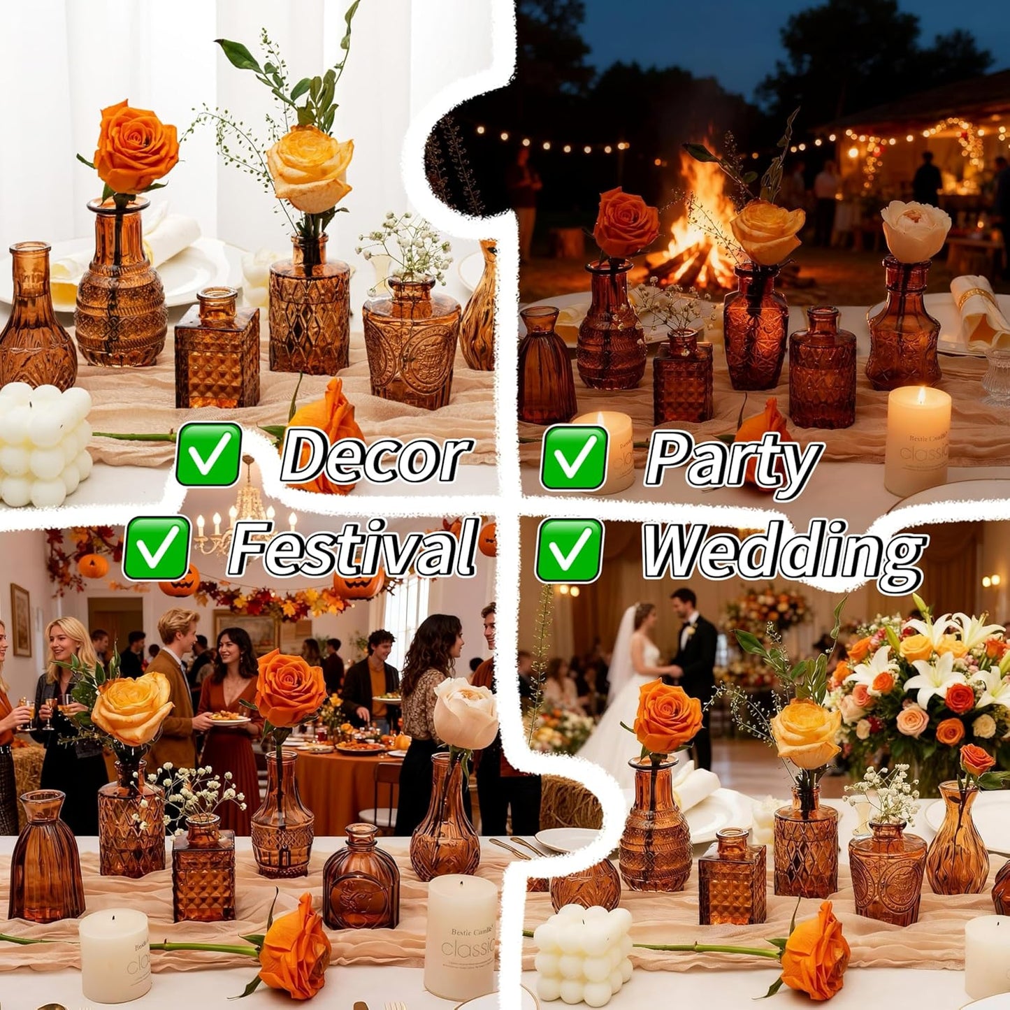 Clear Glass Bud Vase Set of 12 Pcs,Small Bud Vases in Bulk,Glass Crystal Flower Vases Table Centerpieces for Party Event Wedding Decor Baby Shower Decorations (Clear, 12 Pcs)