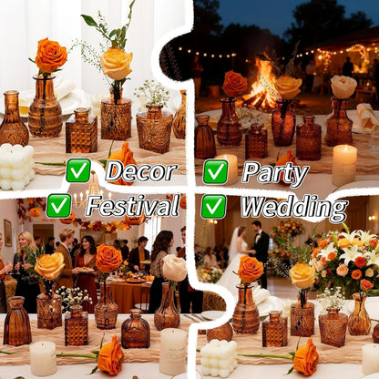Clear Glass Bud Vase Set of 12 Pcs,Small Bud Vases in Bulk,Glass Crystal Flower Vases Table Centerpieces for Party Event Wedding Decor Baby Shower Decorations (Clear, 12 Pcs)