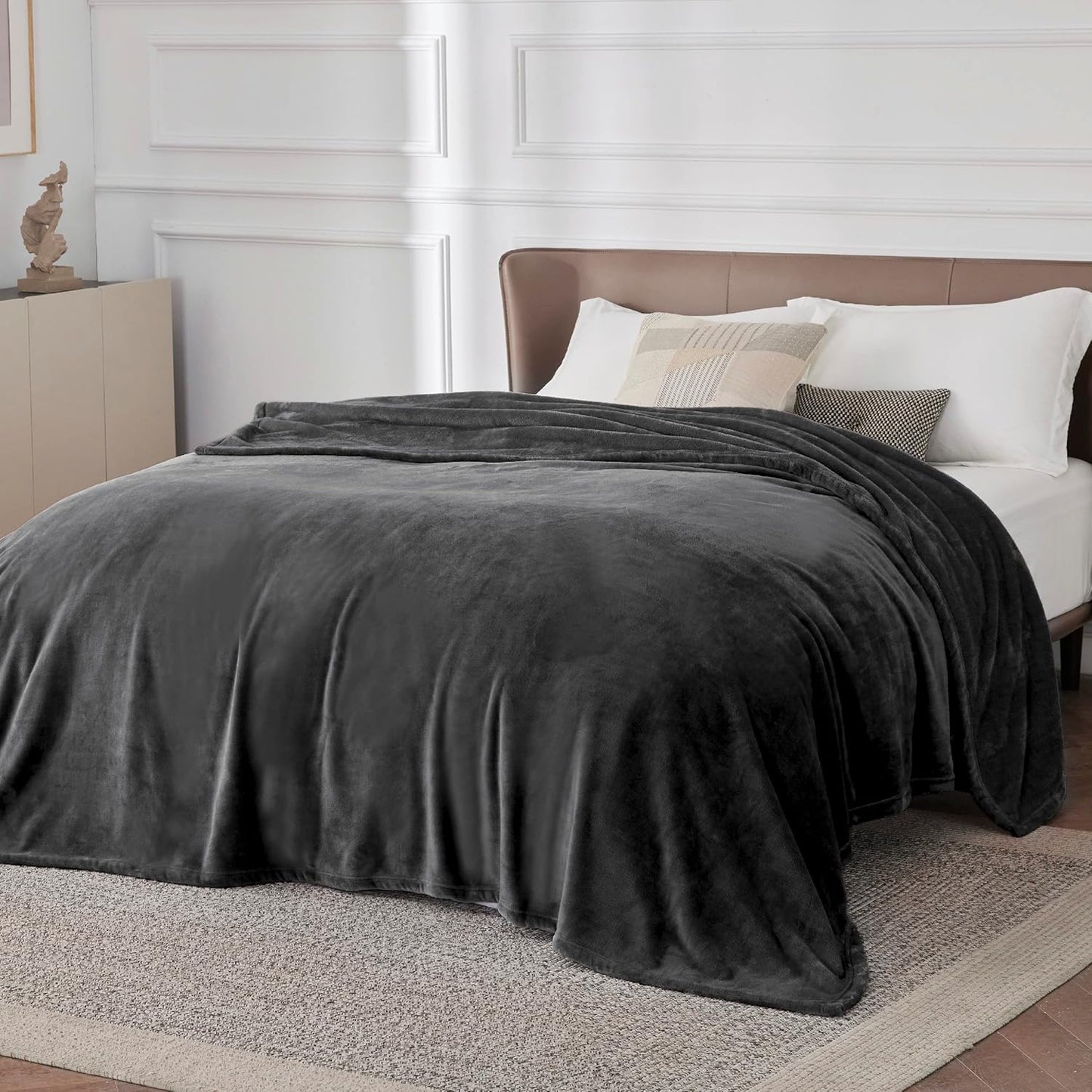 Bedsure GentleSoft Fleece Throw Blanket for Couch Grey - Lightweight Plush Fuzzy Cozy Soft Blankets and Throws for Sofa, Couch, Travel, Camping, 50x60 inches - Colors A