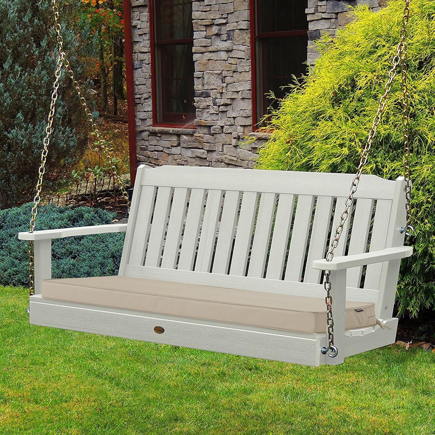 Outdoor Bench Cushions 48 x 18 Inch Thick Waterproof Porch Swing Cushions with Tie Patio Furniture Chair Cushion Bench Pad 5 Year Color Fastness Backyard Seat Pads Navy