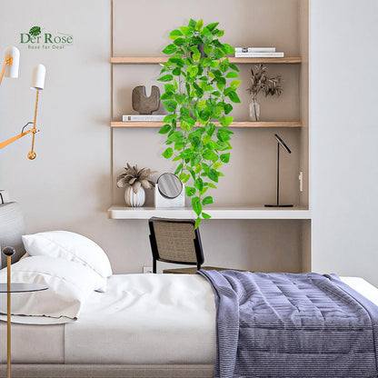 Der Rose 1Pcs 34'' Fake Hanging Plants Artificial Potted Faux Hanging Plants Indoor Pothos Vines for Home Bathroom Bedroom Wall Shelf Decor