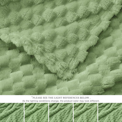 EXQ Home Fleece Throw Blanket for Couch or Bed - 3D Imitation Turtle Shell Jacquard Decorative Blankets - Cozy Soft Lightweight Fuzzy Flannel Blanket Suitable for All Seasons(50"×60",Beige)