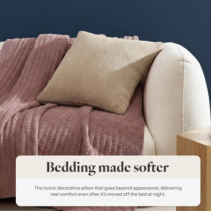 Sunday Citizen Snug Throw Pillow – Soft Memory Foam Decorative Pillow, Plush Snug Fabric Cover, Cozy Sofa & Bed Pillow, Washable Cover, Luxury Throw Pillow (Biscotti)