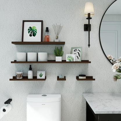 White Floating Shelves for Wall Decor, Wall Mounted Wood Storage Shelf for Bedroom, Living Room, Bathroom, Kitchen, Nursery, Display Picture Ledge Shelf with Lip Set of 2-14 Inches, White