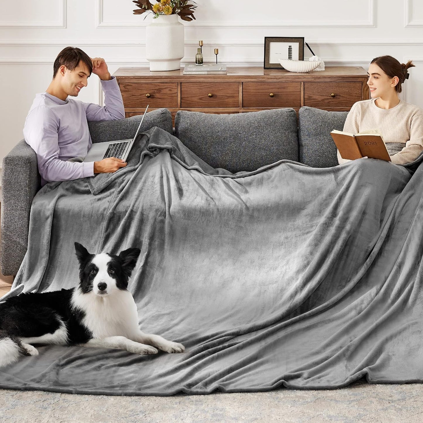 Bedsure GentleSoft Fleece Throw Blanket for Couch Grey - Lightweight Plush Fuzzy Cozy Soft Blankets and Throws for Sofa, Couch, Travel, Camping, 50x60 inches - Colors A