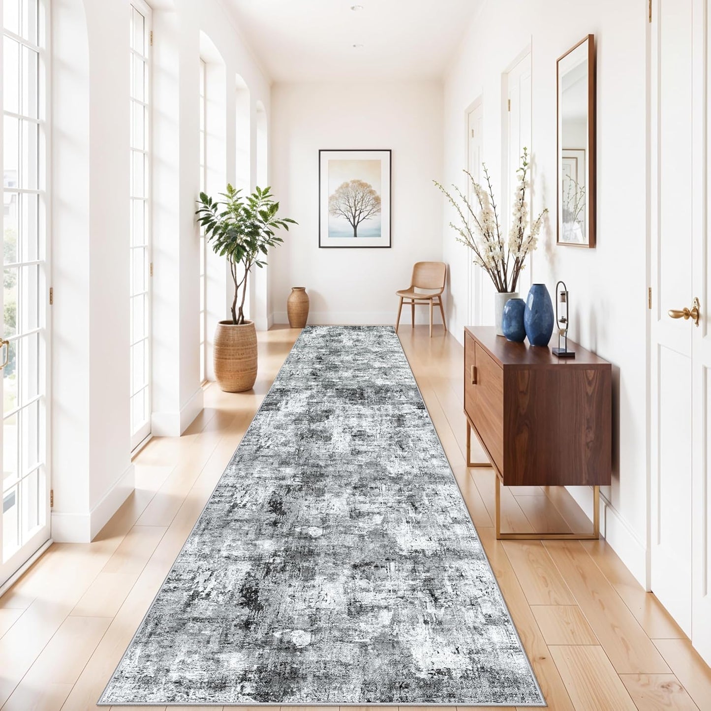 2x3 Washable Non-Slip Area Rug - Soft Low Pile Throw Rug for Kitchen Entryway Bedroom - Modern Indoor Door Mat with Rubber Backing (Beige Grey) - Colors B