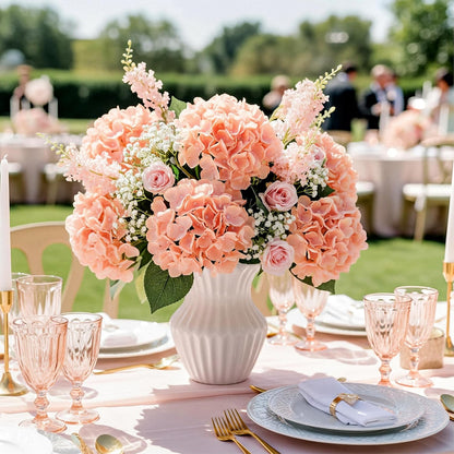 Auihiay 64 PCS Artificial Hydrangea Flowers, Silk Hydrangea Full Flowers Heads with Stems for Wedding Centerpieces, Home, Garden, Baby Shower, Party Decoration (Ivory)