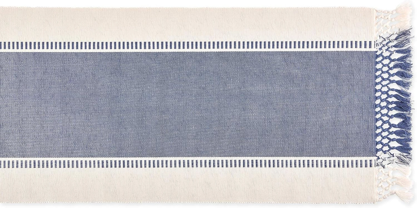 DII Dobby Stripe Woven Table Runner, 13x72-inch, French Blue