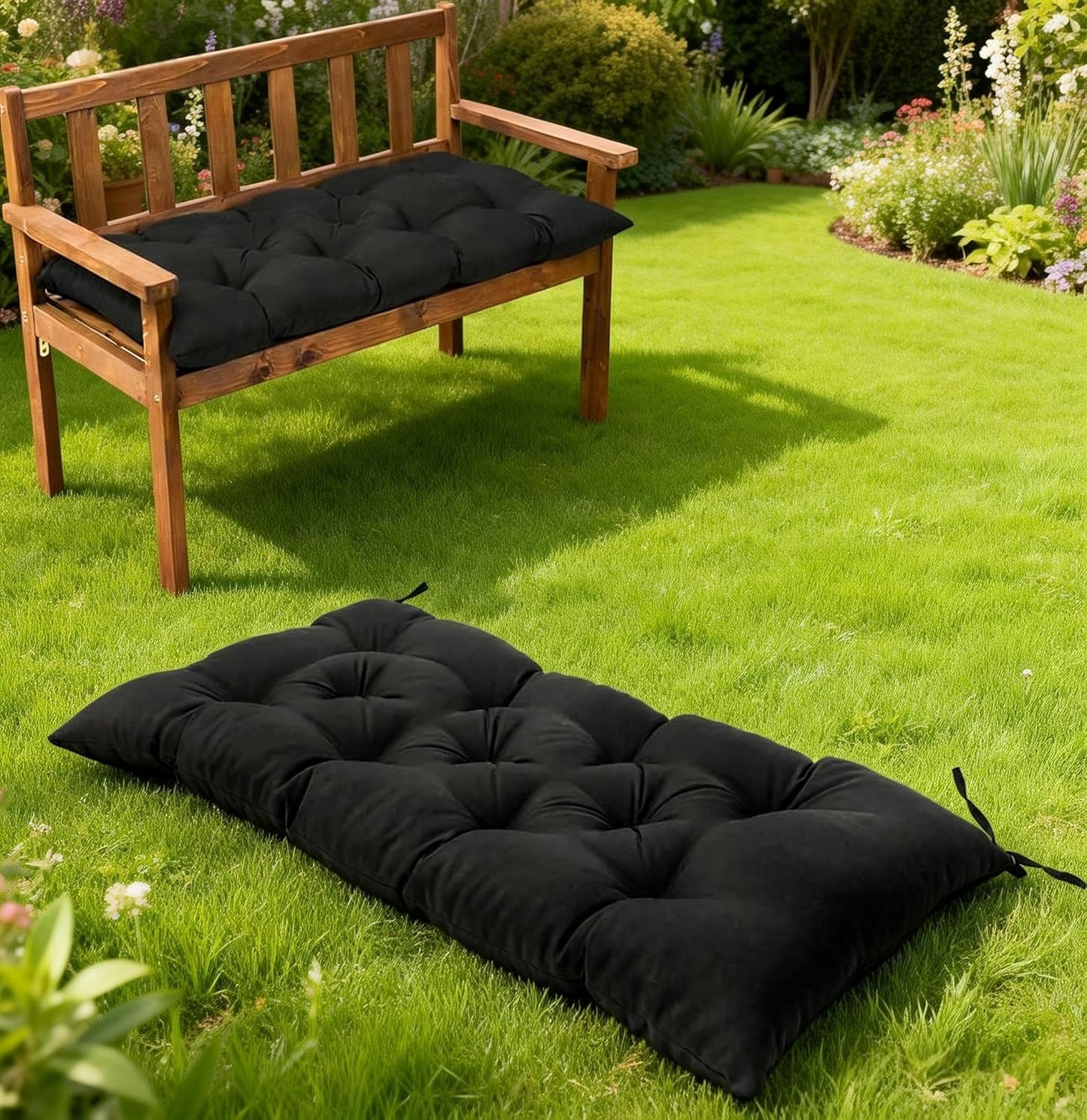 Waterproof & Sun-Resistant Outdoor Bench Cushion - Universal Fit for Patio Chairs, Swing Seats.Lounger Seat Cushions Outdoor Loveseat Bench Seat Pads (Navy,39.4 X 19.7 Inch)