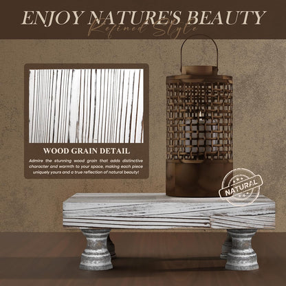 EOSAHR Farmhouse Riser for Room Decor : Decorative Pedestal Stand For Display Your Home Decorations and Uniquely Soap Stand - Rustic Bathroom Counter Tray and Kitchen Decor (Natural Wood)