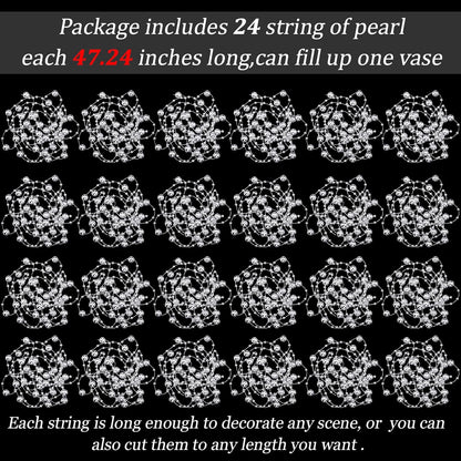 Tondiamo 24 Pcs Artificial Pearl String for Floating Candle Faux Pearls Beads String Garland Centerpiece Decoration for Vases Filler Wedding Spring Holiday Party Decor(Gold)