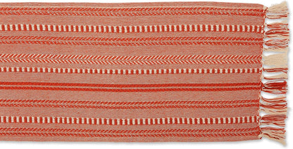 DII Farmhouse Braided Stripe Table Runner Collection, 15x72 (15x77, Fringe Included), Black