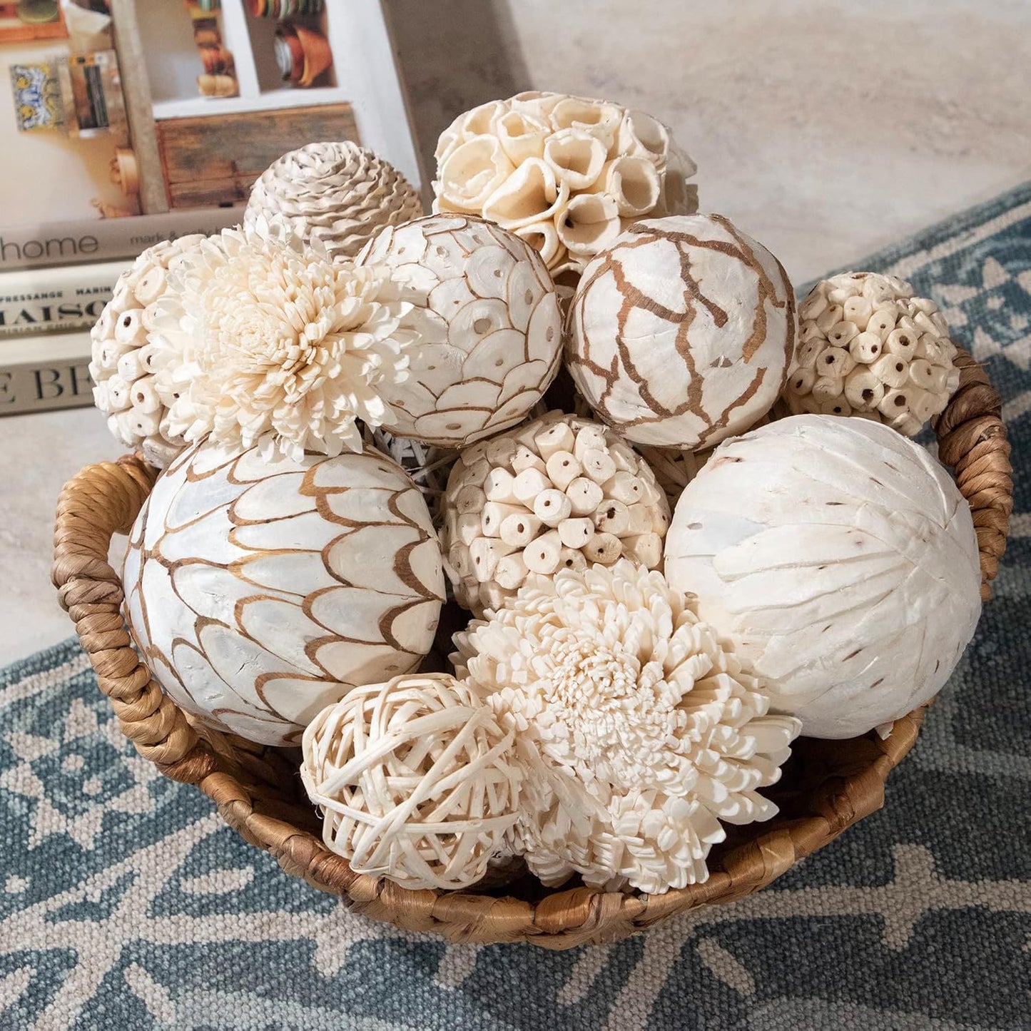 ANDALUCA Black & White Decorative Balls Bowl Filler Bag with Orbs, Balls (Black)