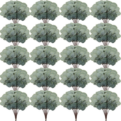 Taiyin 120 Pieces Artificial Eucalyptus Leaves for Wedding Eucalyptus Leaves Stems Decor Greenery Faux Green Stems for Wedding Centerpiece Floral Home Decor, 11 Inches