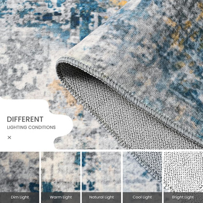 Ompaa 2x6 Rug Runners for Hallways Kitchen Runner Rug Non Slip Washable Grey Long Runner Rugs with Rubber Backing Soft Abstract Carpet Runner for Hallways, Kitchen, Bedroom, Bathroom, Entryway - Colors B