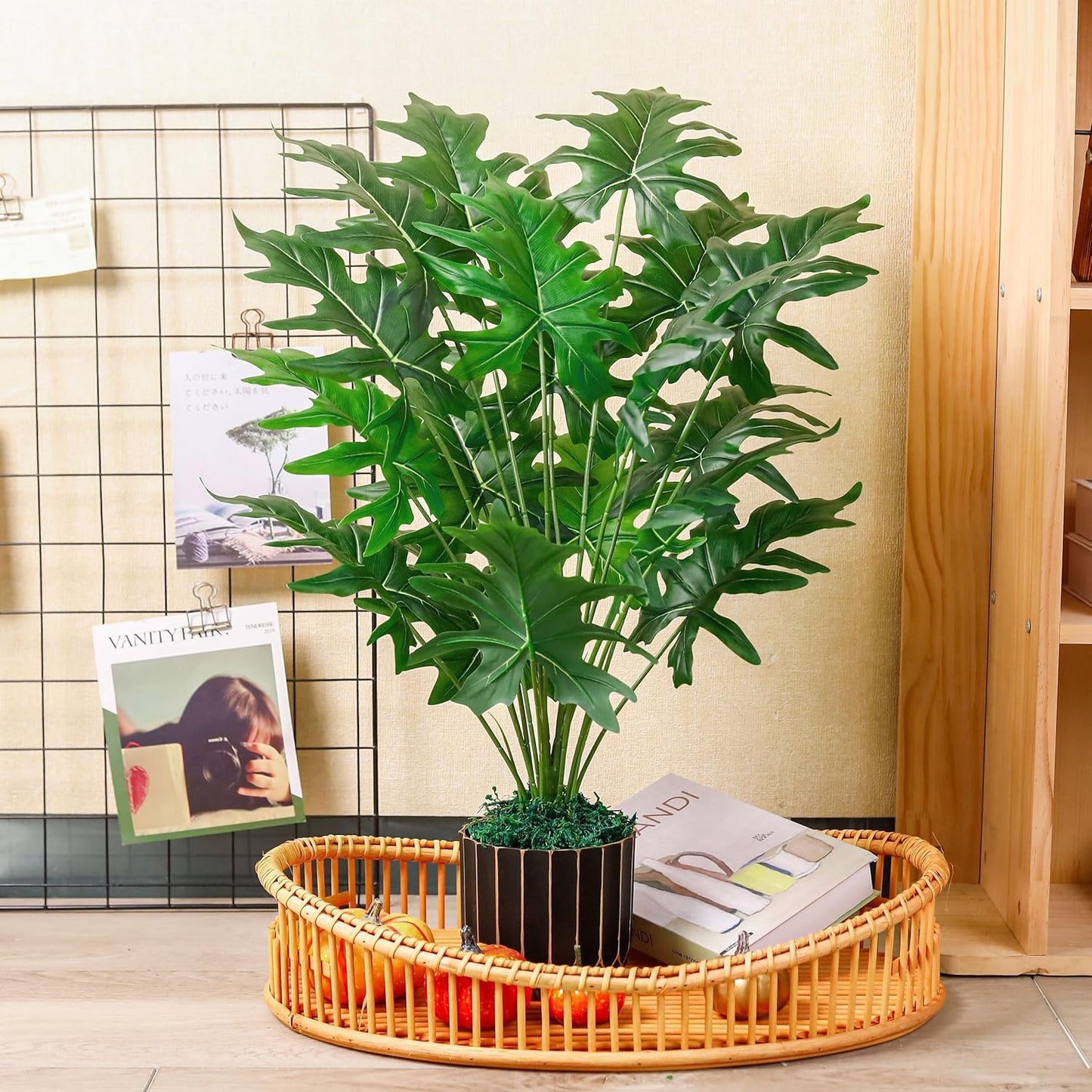 Der Rose 28'' Fake Plants Tall Artificial Monstera Faux Plants Indoor Outdoor Tree for Living Room Home House Decor