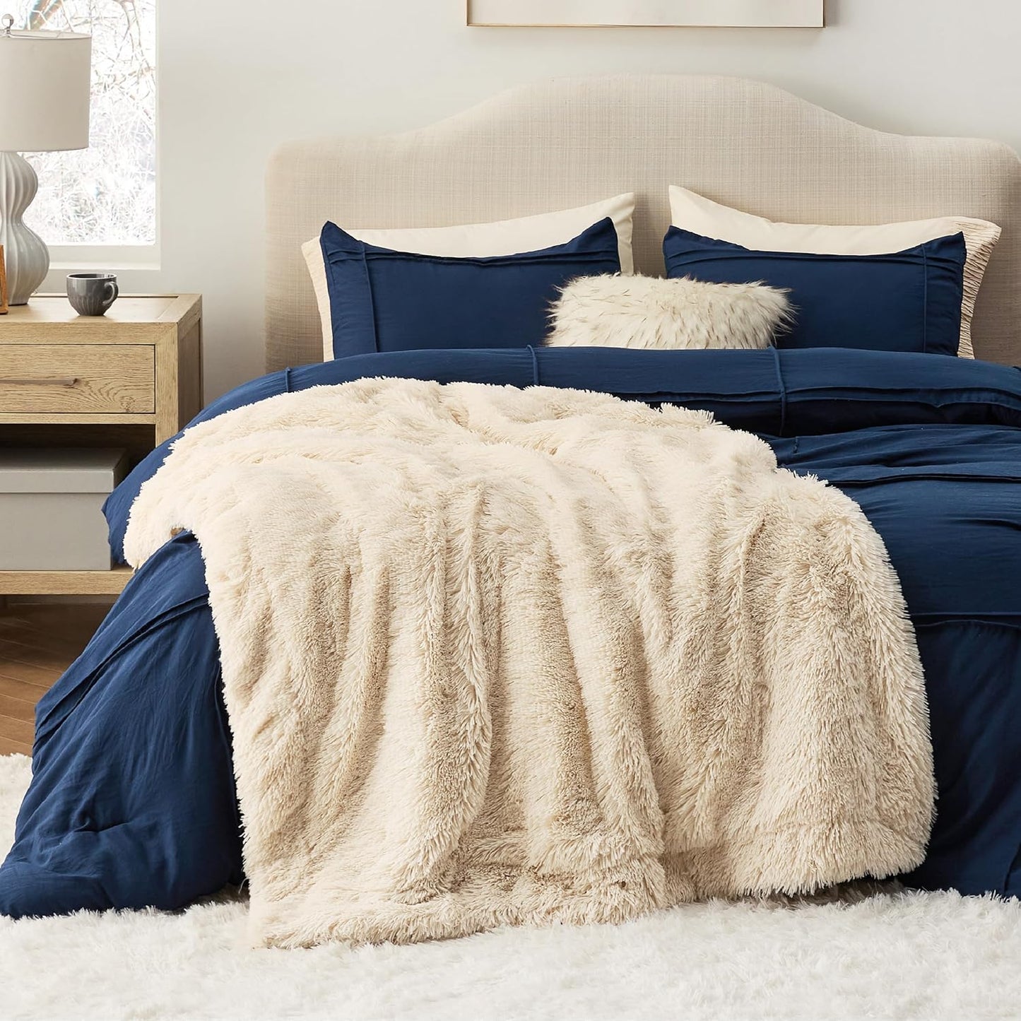 Bedsure GentleSoft Fluffy Fuzzy Faux Fur Throw Blanket for Couch, Soft Sherpa Fleece Cozy Gifts for Women, Plush Bed Blanket Room Decor for Men, Thick Warm Minky Teen Gifts Winter Bedding