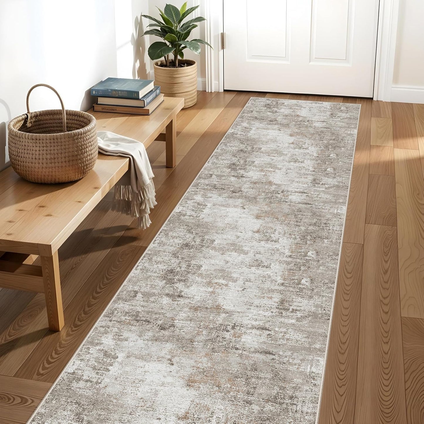 2x3 Washable Non-Slip Area Rug - Soft Low Pile Throw Rug for Kitchen Entryway Bedroom - Modern Indoor Door Mat with Rubber Backing (Beige Grey) - Colors A