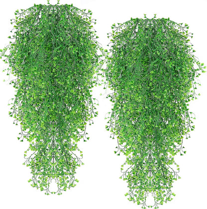 RECUTMS Fake Hanging Plants Artificial Ferns for Outdoor Hanging Faux Plants Vine Ivy Faux Fern Hanging Vines Wall Plants for Home Garden Party Wedding Decor (White 4P)