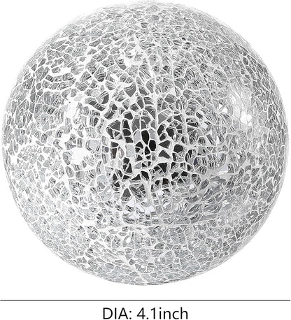 Decorative Mosaic Glass Orbs, 4 Inch Diameter, Set of 3 Sphere Balls, Rose Gold (Gold)