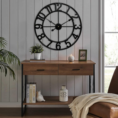 CLXEAST 30 Inch Large Wall Clock Modern, Oversized Roman Numeral Decorative Black Metal Wall Clock for Living Room Decor,House Warming Gifts New Home