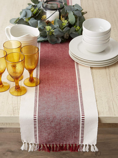 DII Dobby Stripe Woven Table Runner, 13x72-inch, French Blue