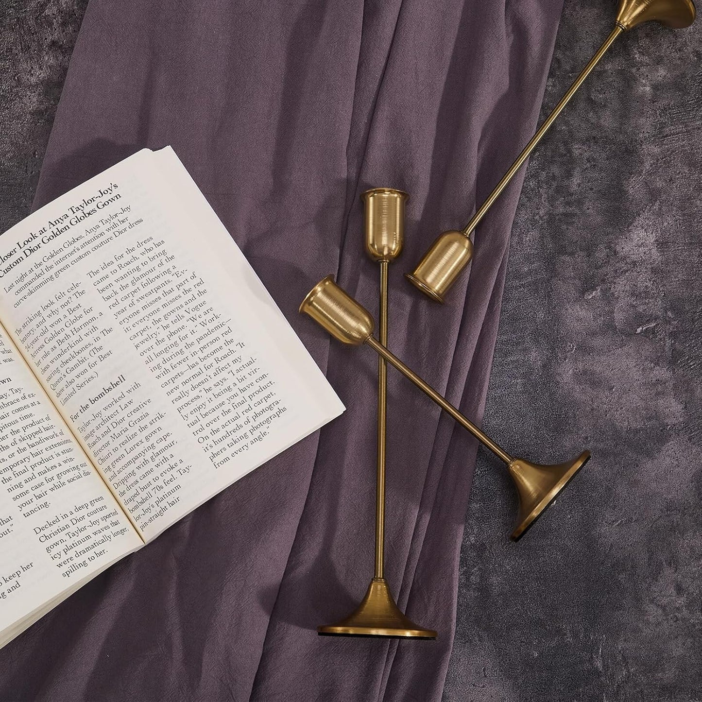 Gold Hurricane Candle Holders Set of 6, Tall Metal Windproof Glass Taper Candle Holder for Candlestick, Candle Sticks Decor, Table Centerpieces for Wedding, Candlelit Dinner Party Fireplace Decoration