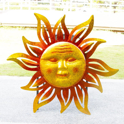 Large Sun Wall Art Decor 45 inch Metal Wall Art, Retro Hanging Decor, Valentine Wall Decorations for Patio,Yard,Garden,Fence,Living Room