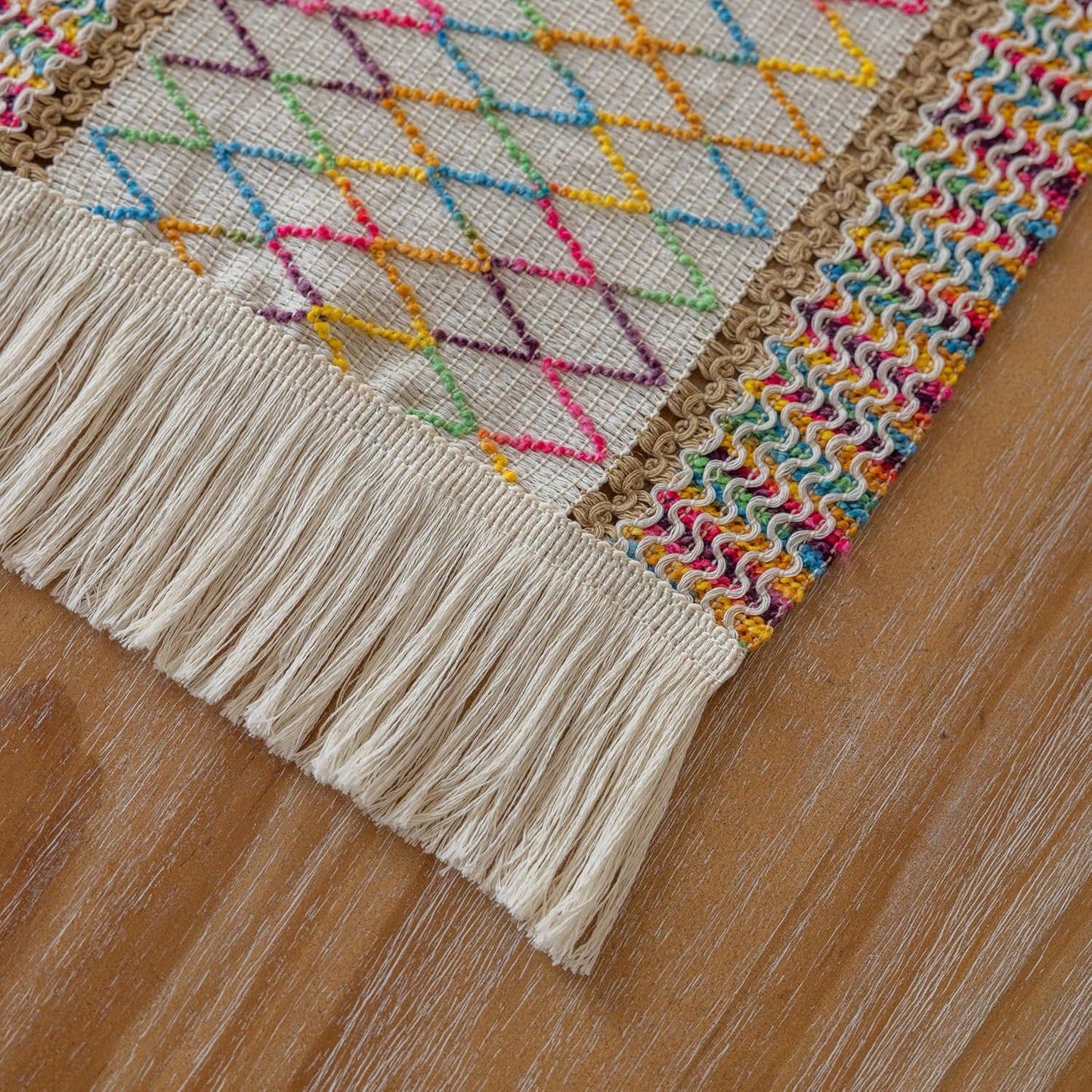 Keketoarrange Boho Sage Green Table Runner for Summer Home Decorations 12x72 Inches Farmhouse Small Macrame Woven Burlap Rustic Coffee Dresser Dining Kitchen Centerpiece Bohemian Decor