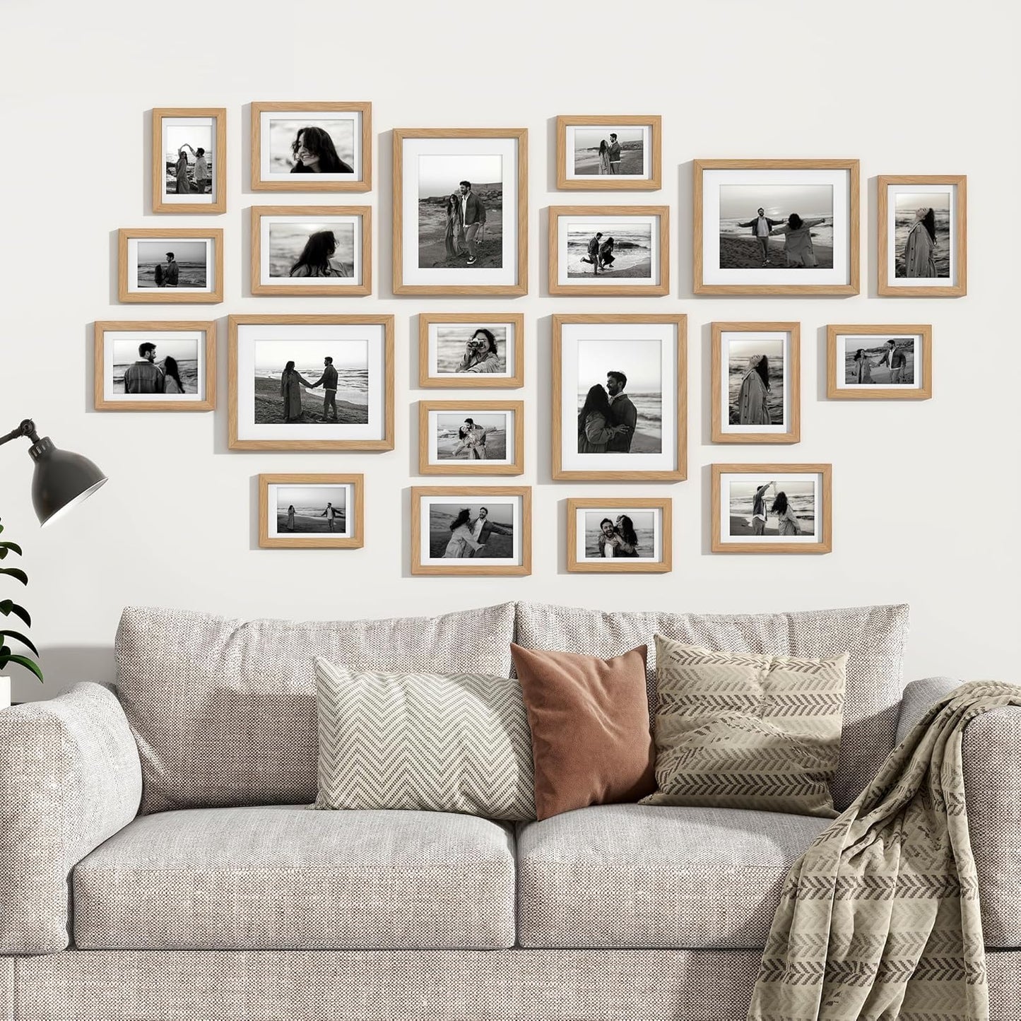 Venusmiles 20 Pack Picture Frames Collage Wall Decor, Gallery Frame Set for Wall Mounting or Tabletop Display, Multi Sizes Including 4pcs 8x10, 8pcs 5x7, 8pcs 4x6, Oak