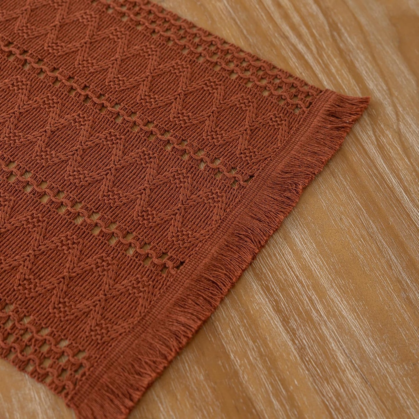 Keketoarrange Boho Sage Green Table Runner for Summer Home Decorations 12x72 Inches Farmhouse Small Macrame Woven Burlap Rustic Coffee Dresser Dining Kitchen Centerpiece Bohemian Decor