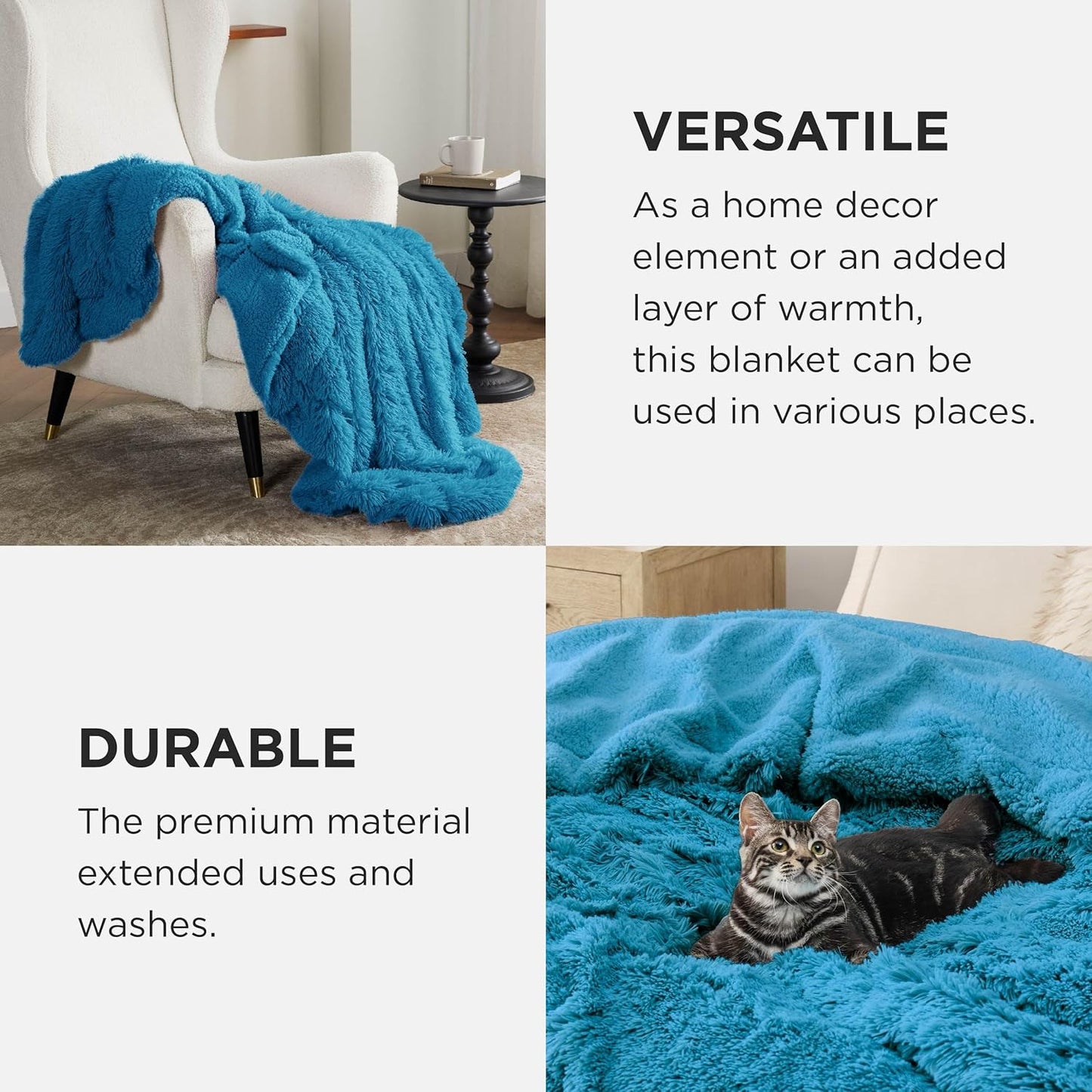 Bedsure GentleSoft Fluffy Fuzzy Faux Fur Throw Blanket for Couch, Soft Sherpa Fleece Cozy Gifts for Women, Plush Bed Blanket Room Decor for Men, Thick Warm Minky Teen Gifts Winter Bedding