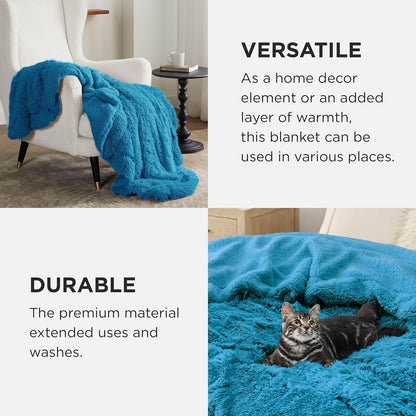 Bedsure GentleSoft Fluffy Fuzzy Faux Fur Throw Blanket for Couch, Soft Sherpa Fleece Cozy Gifts for Women, Plush Bed Blanket Room Decor for Men, Thick Warm Minky Teen Gifts Winter Bedding