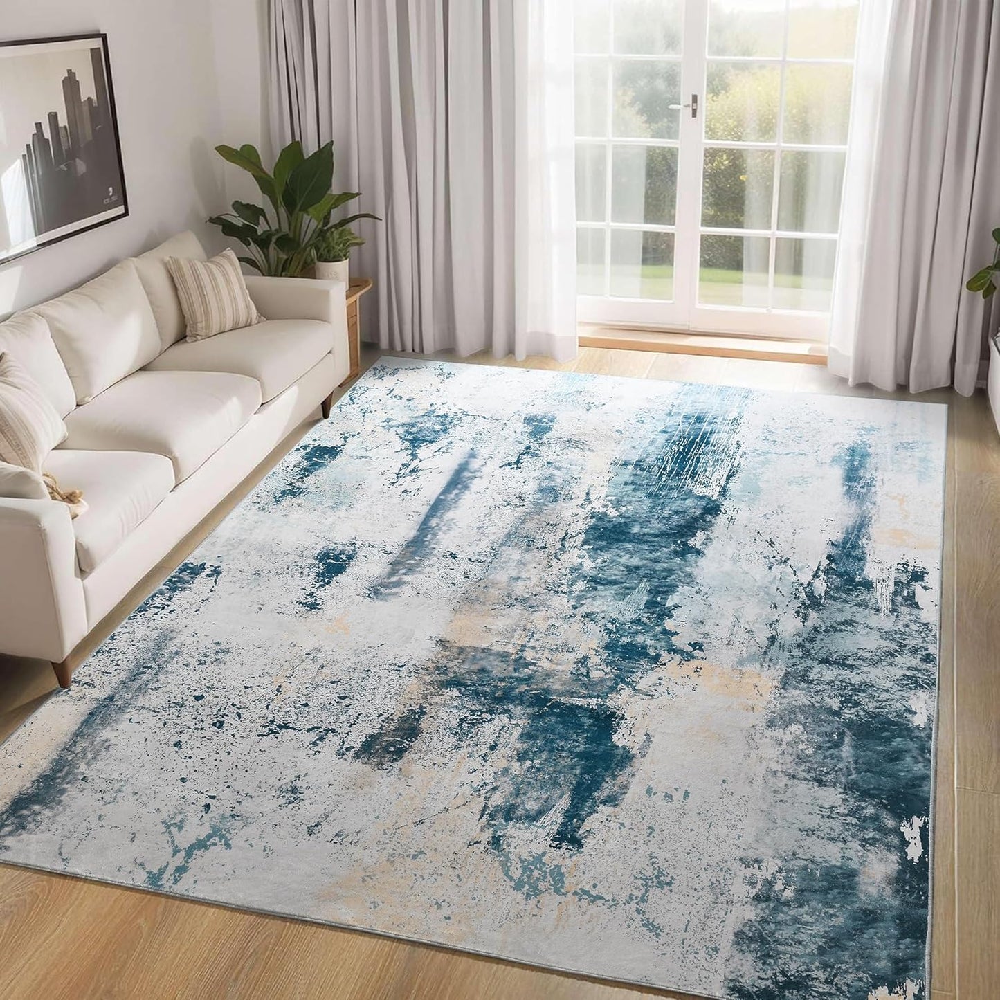 Ompaa 2x6 Rug Runners for Hallways Kitchen Runner Rug Non Slip Washable Grey Long Runner Rugs with Rubber Backing Soft Abstract Carpet Runner for Hallways, Kitchen, Bedroom, Bathroom, Entryway - Colors B