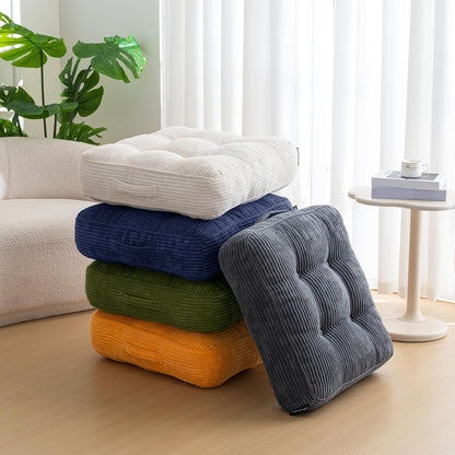 HIGOGOGO 6" Extra Thick Floor Pillow Cushion for Adults, Meditation Cushion Pillow, Large Square Floor Sitting, Tufted Corduroy Cover, for Tatami Living Room or Yoga, 22x22 Inch, 2Pack, Dark Grey
