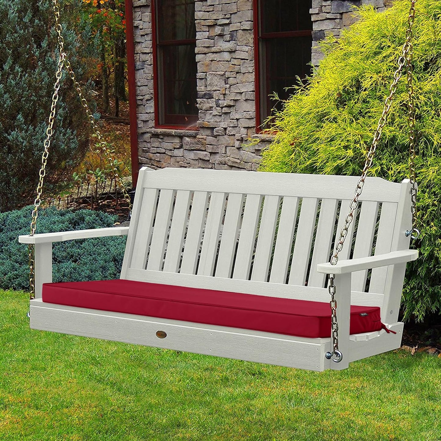 Outdoor Bench Cushions 48 x 18 Inch Thick Waterproof Porch Swing Cushions with Tie Patio Furniture Chair Cushion Bench Pad 5 Year Color Fastness Backyard Seat Pads Navy