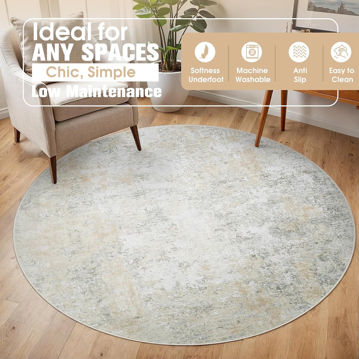8x10 Area Rugs for Living Room Rug Washable: Abstract Large Rug for Dining Room Bedroom Carpet Non Slip 8 by 10 Indoor Modern Nursery Home Office Blue Grey