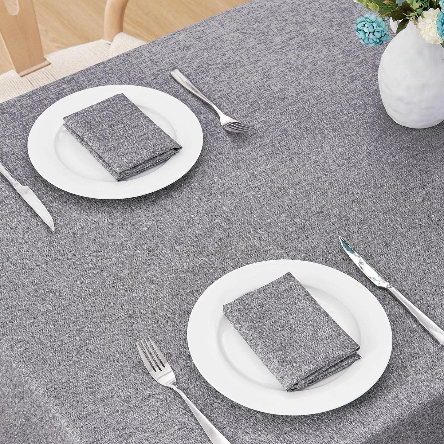 Veblandy Rectangle Tablecloth Waterproof Linen Textured Table Cloth Stain and Wrinkle Resistant Washable, Decorative Fabric Table Cover for Dining, Party and Camping (Sage Green, 52 * 70)