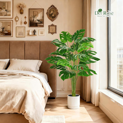 Der Rose 28" Fake Plants Large Artificial Monstera Faux Potted Plants Indoor Tall for Outdoor Living Room House Floor Front Porch Tree Decor