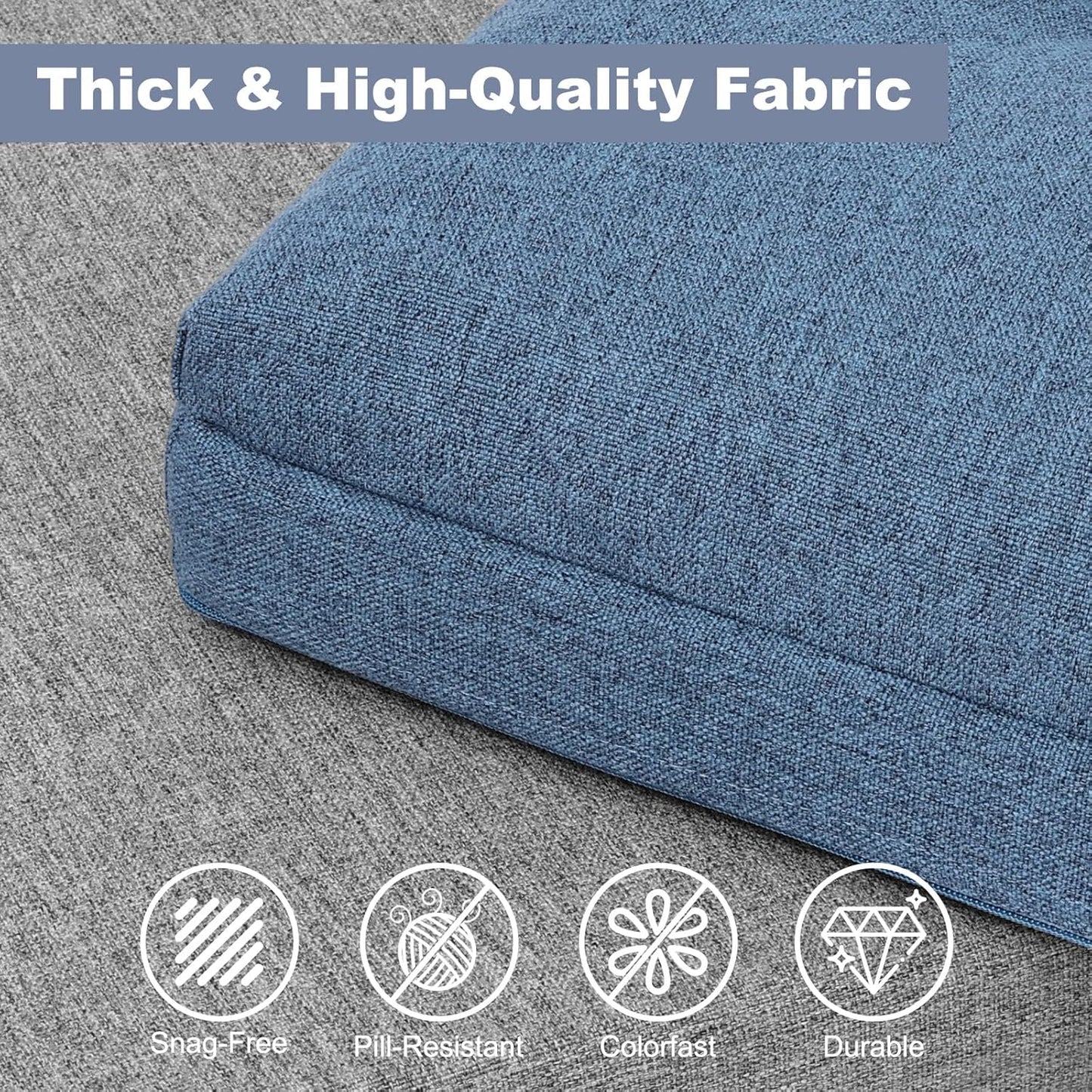 baibu 40 Inch Dual-Layer Patent Design Memory Foam Bench Cushion, Non-Slip Indoor Bench Cushion Standard Size Foam Pad with Machine Washable Cover (Dark Grey, 40x16x3in)