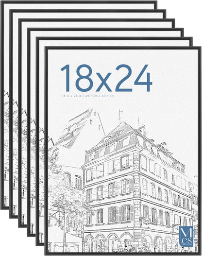 MCS Original Poster Frame 24x36 Black Lightweight Vertical & Horizontal Wall Hanging Large Picture Frame for Posters, Art Prints & Gallery Wall (6-Pack)